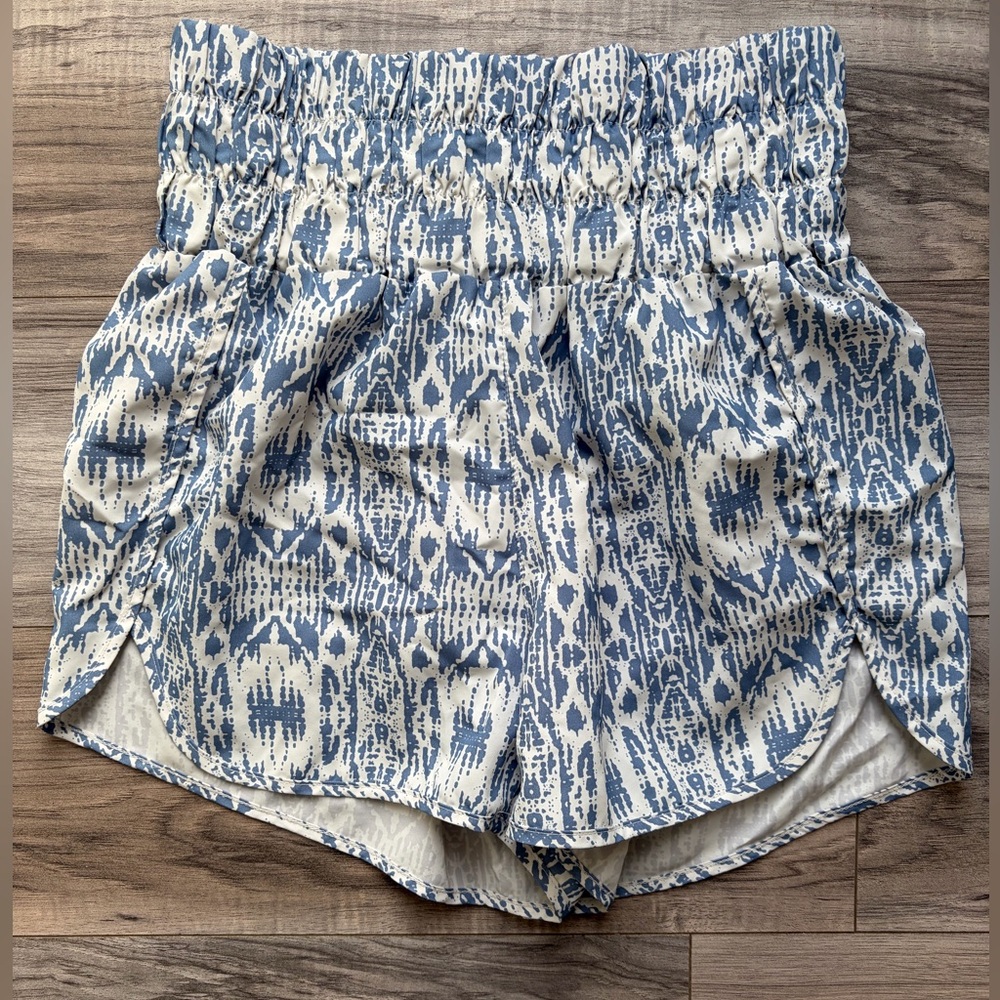 High Waist Blue and White Women's Shorts